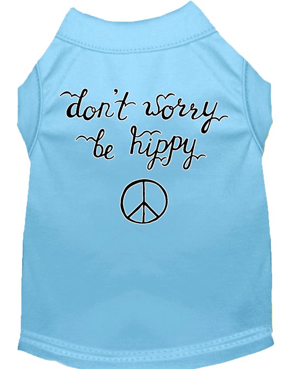 Be Hippy Screen Print Dog Shirt Baby Blue Lg